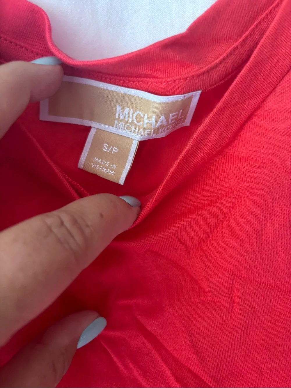 Michael Kors Bright Red Lace Sleeve Top